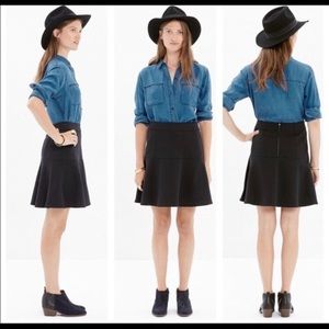 MADEWELL wavelength black twirl mini skirt flare